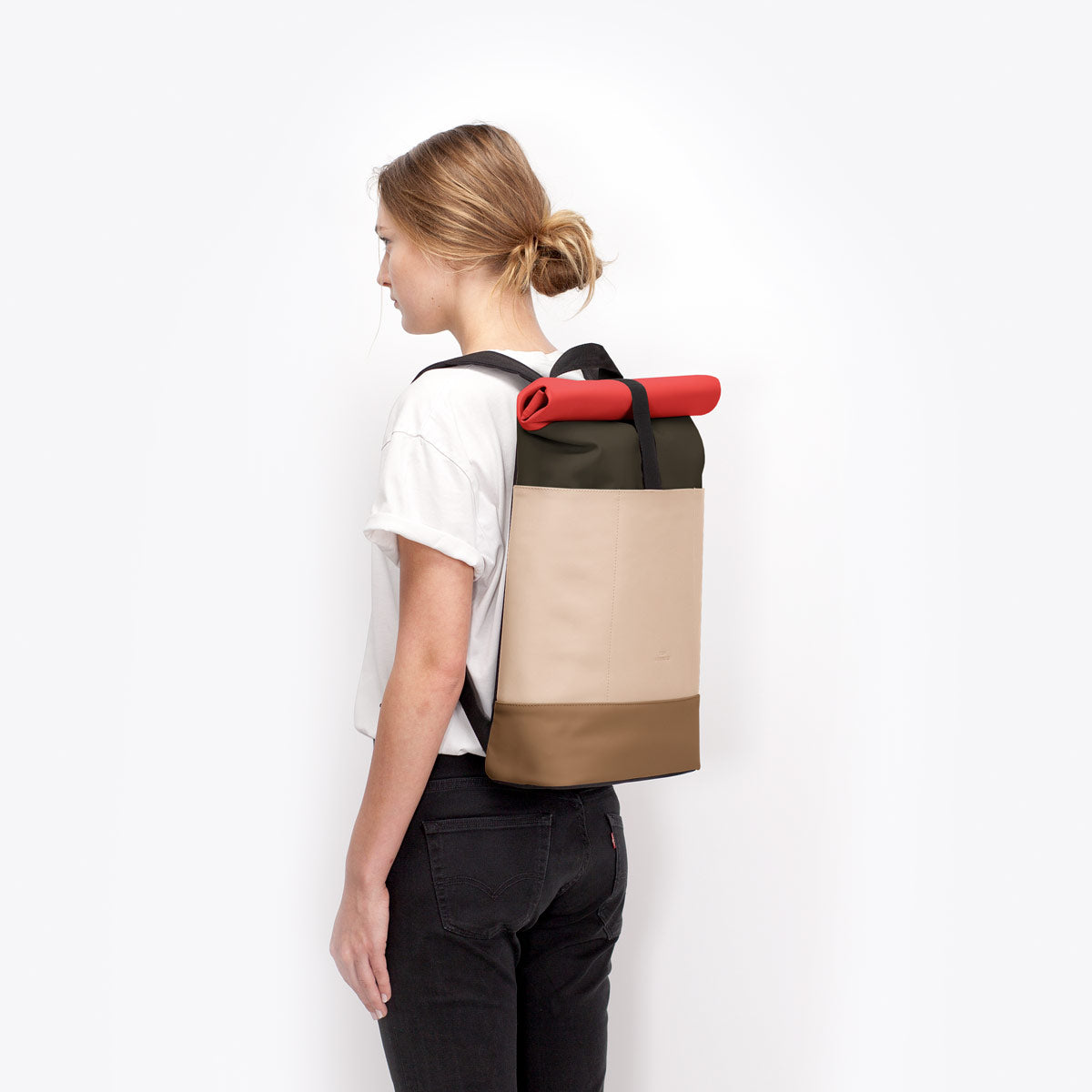 Hajo Roll-Top Backpack - Olive - Light Almond / Medium