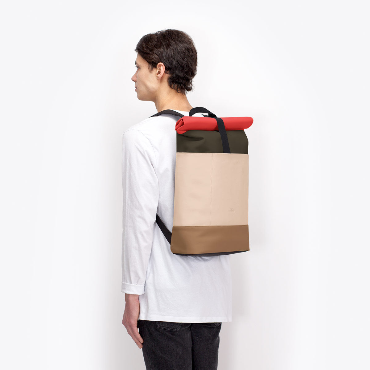 Hajo Roll-Top Backpack - Olive - Light Almond / Medium