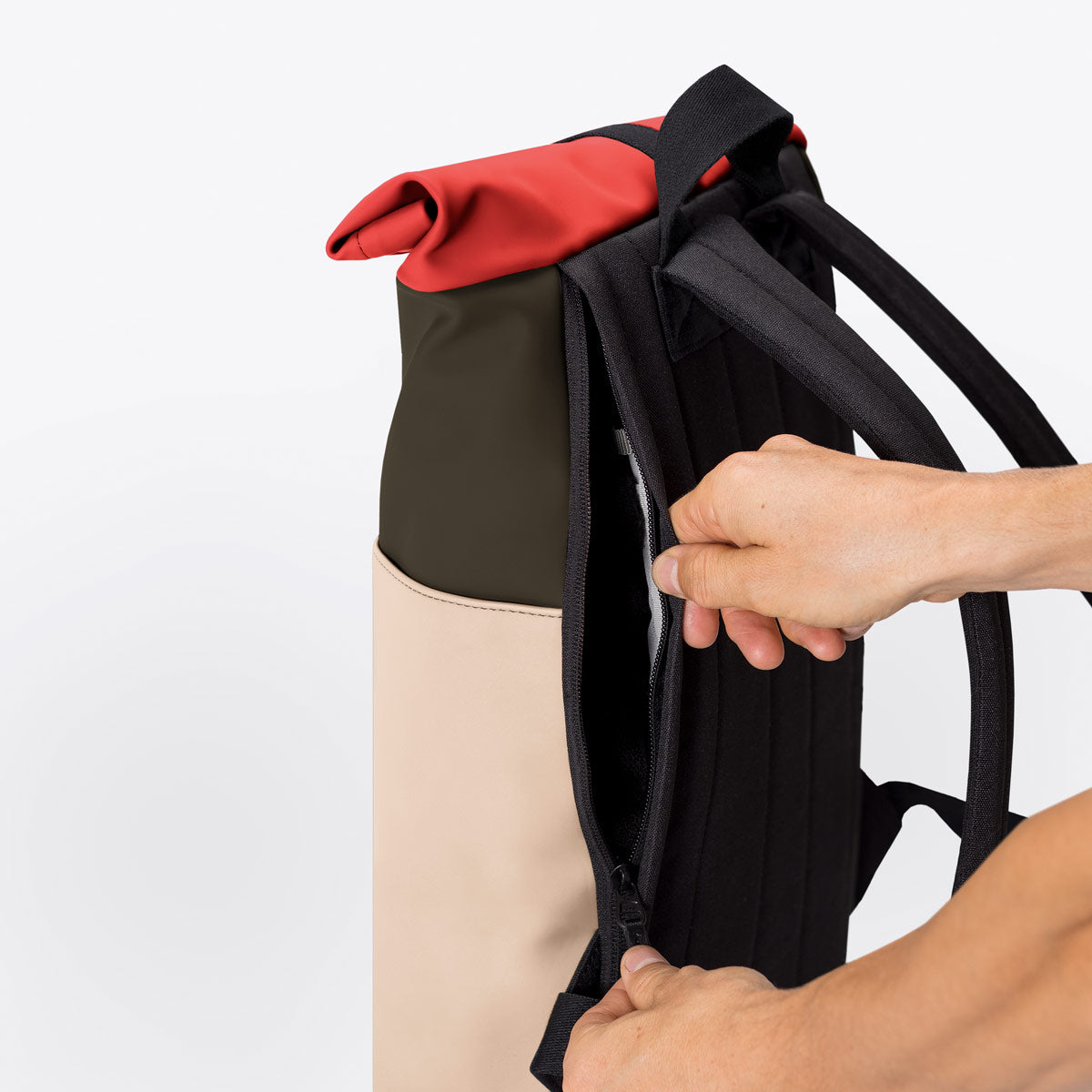 Hajo Roll-Top Backpack - Olive - Light Almond / Mini