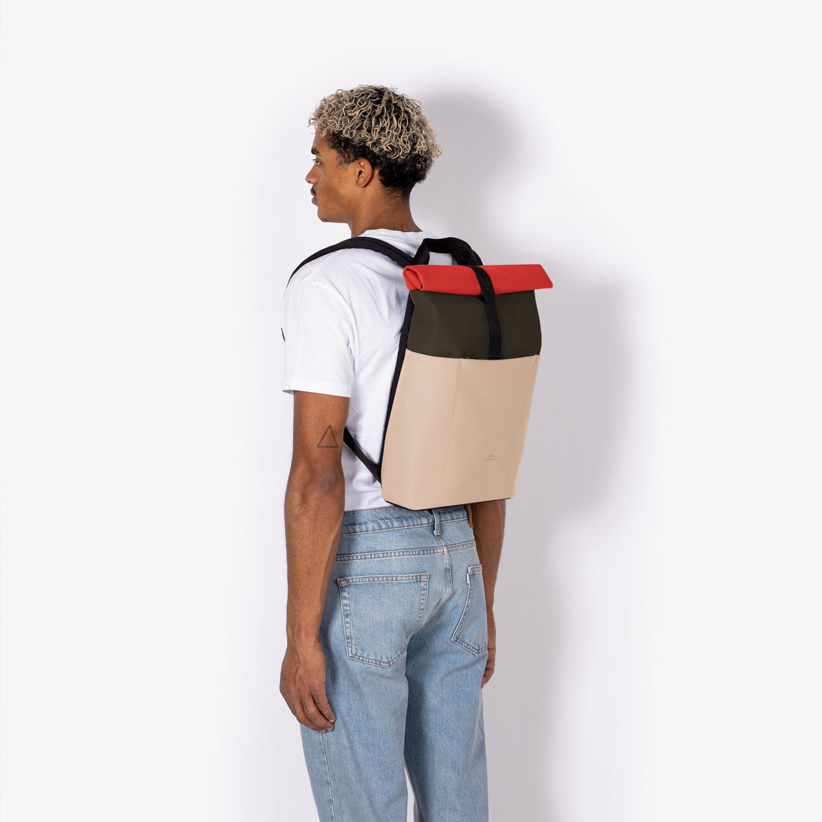 Hajo Roll-Top Backpack - Olive - Light Almond / Mini