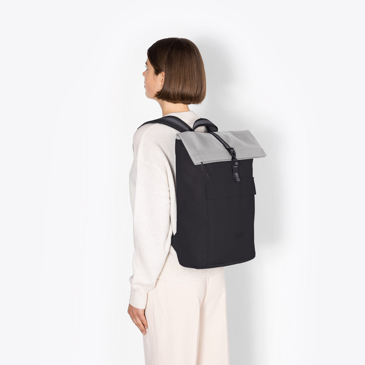 Jasper Roll-Top Backpack - Black - Light Grey / Medium
