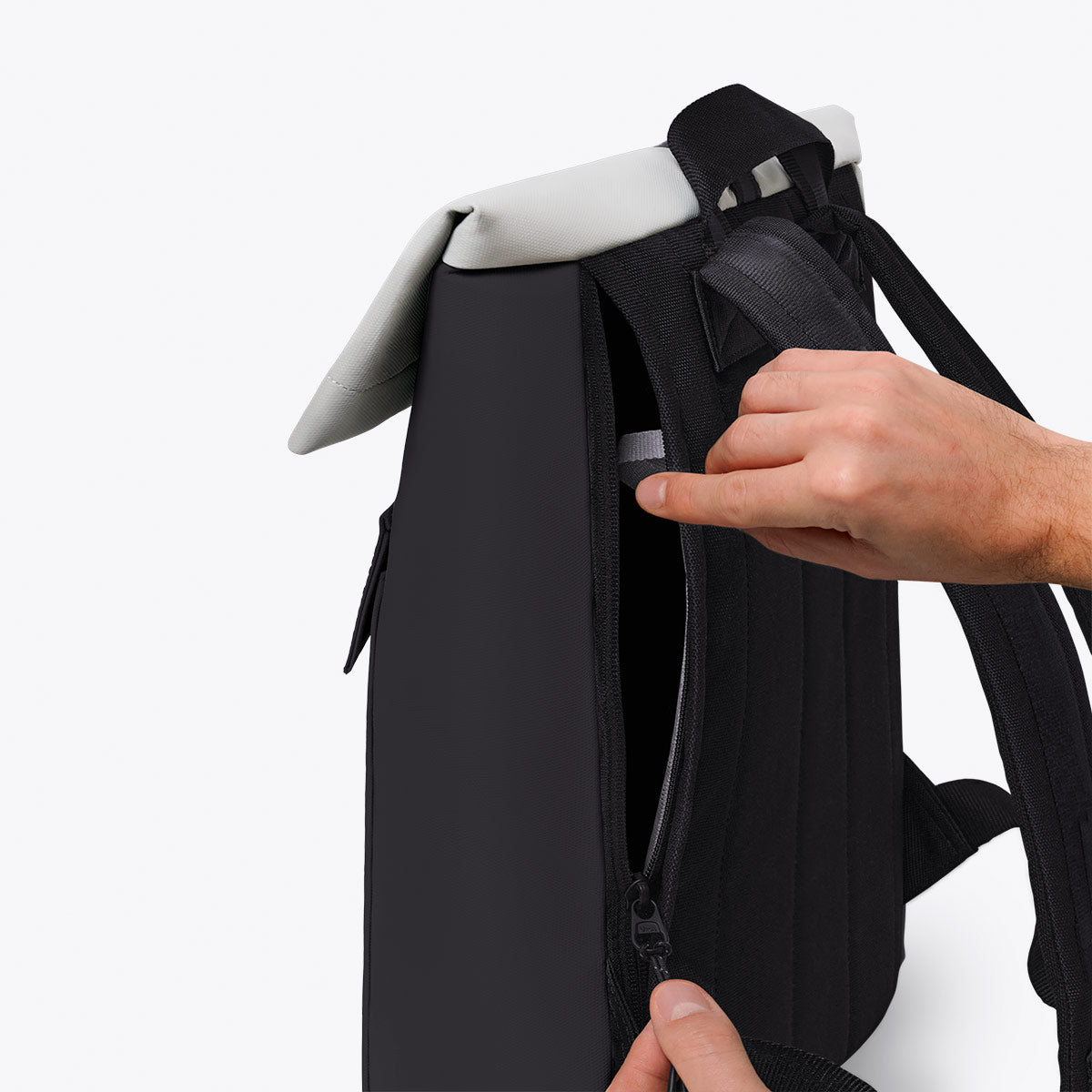 Jasper Roll-Top Backpack - Black - Light Grey / Medium