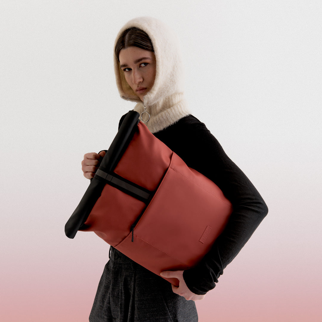 Hajo Roll-Top Backpack - Hibiscus - Black / Mini
