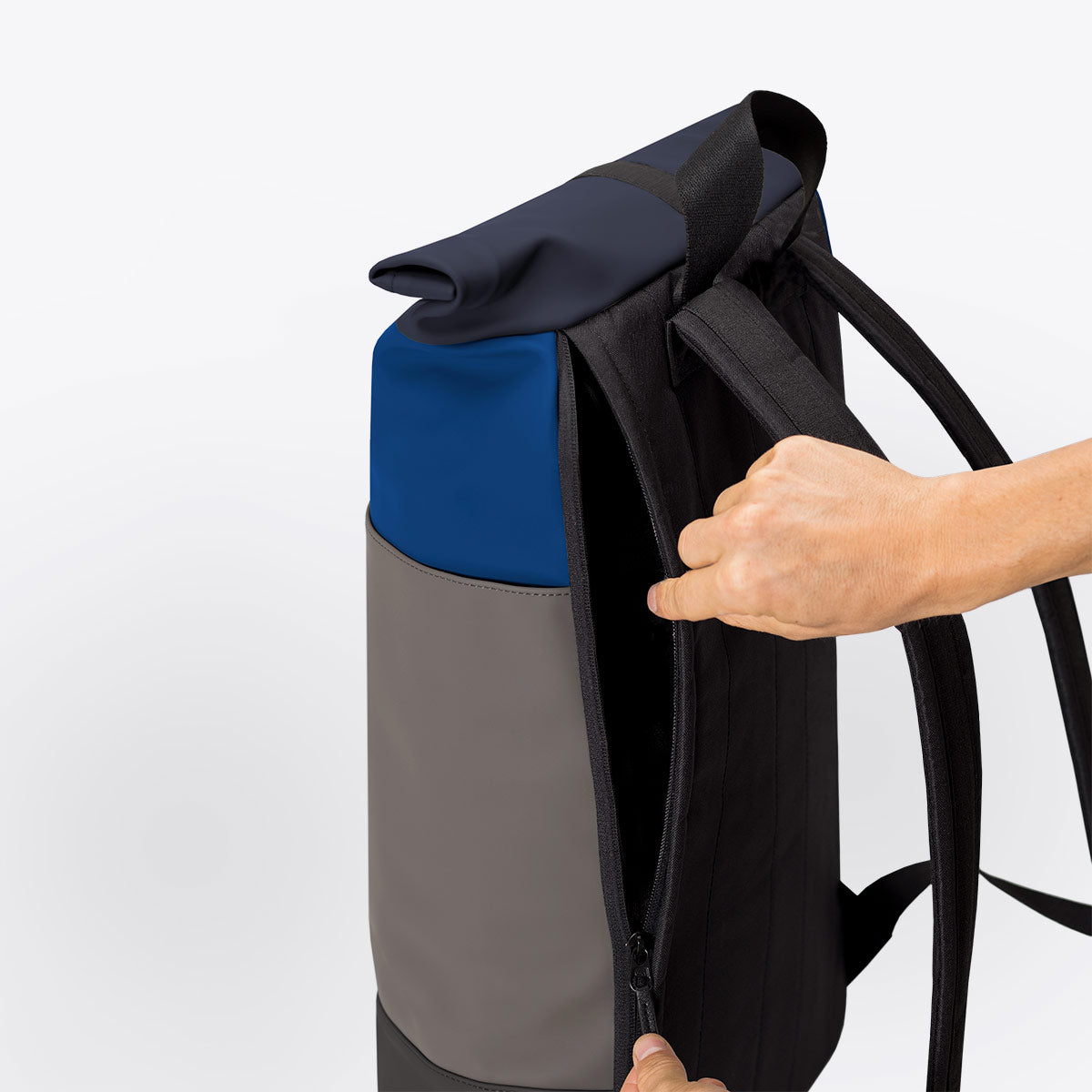 Hajo Roll-Top Backpack - Royal Blue - Dark Grey / Medium