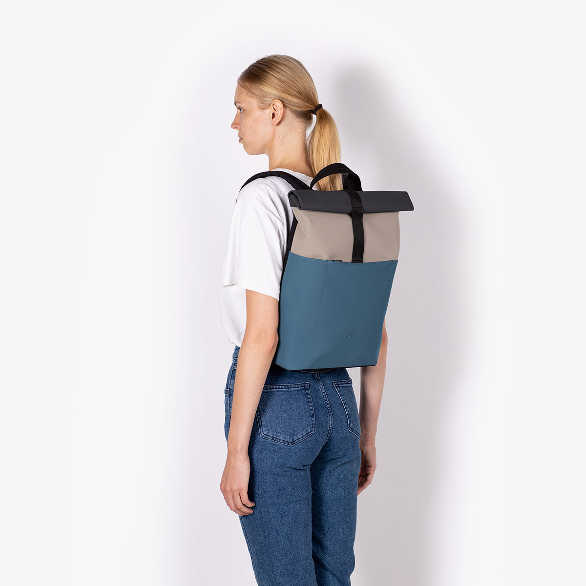 Hajo Roll-Top Backpack - Nude - Petrol / Mini